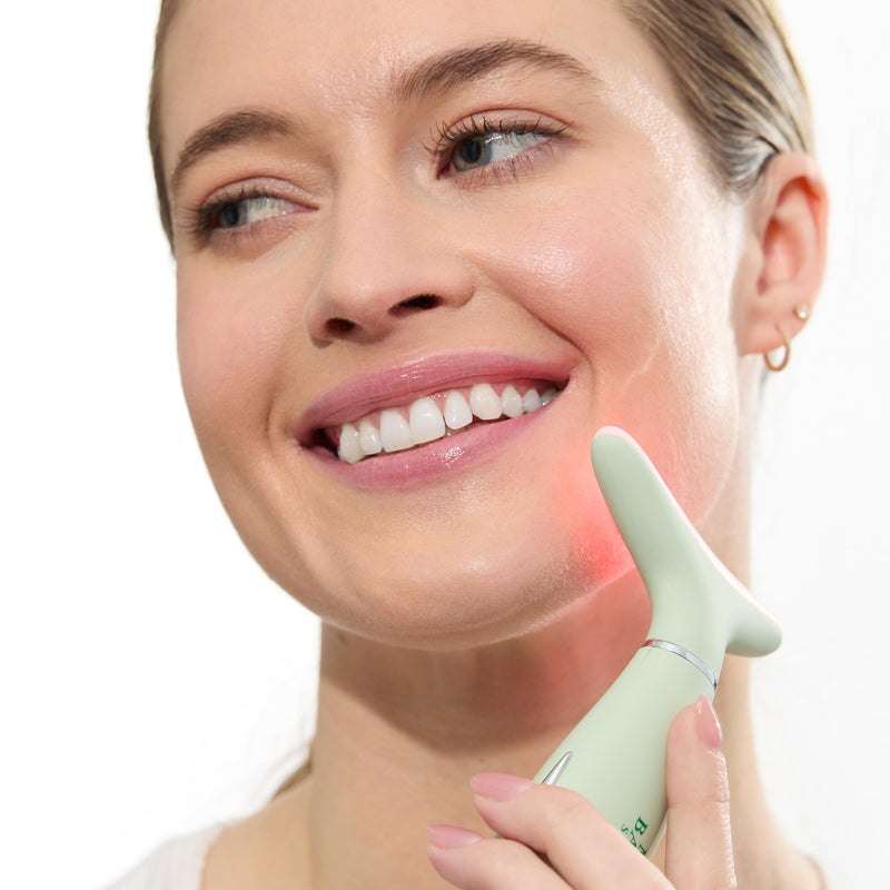 Mario Badescu Triple Light Thermal Face and Neck Massager, Red, Blue & Green LED Light Therapy Facial Device, Warm Massage & Vibrations for Firming, Sculpting & Radiant Skin