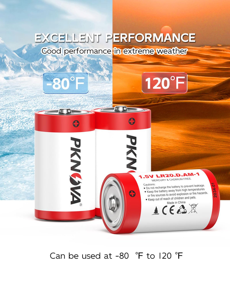 [Australia] - D Batteries 4 Pack, 1.5v LR20 D Cell Batteries, Long-Lasting Alkaline Size D Batteries for Outdoor Flash Light and Household Devices 