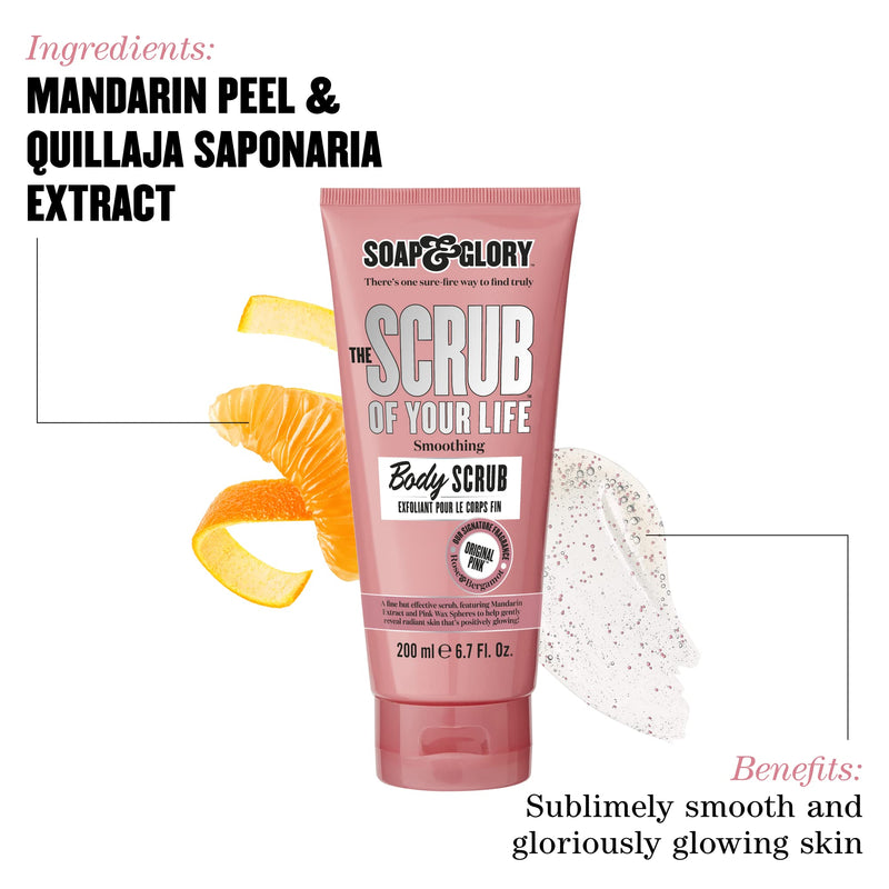 Soap & Glory Original Pink The Scrub Of Your Life Exfoliating Body Scrub - Smoothing & Buffing Vegan Scrub - Rose & Bergamot Body Polish with Shea Butter & Vitamin E (200ml, 2 pack) 6.7 Ounce (Pack of 2)