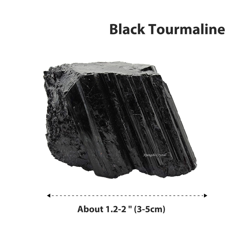 [Australia] - Apengshi Natural Raw Black Tourmaline Crystal 2PCS Healing Rough Black Tourmaline Crystal for Meditation Chakra Balance Tumbling Polishing Fountain Garden Decor 