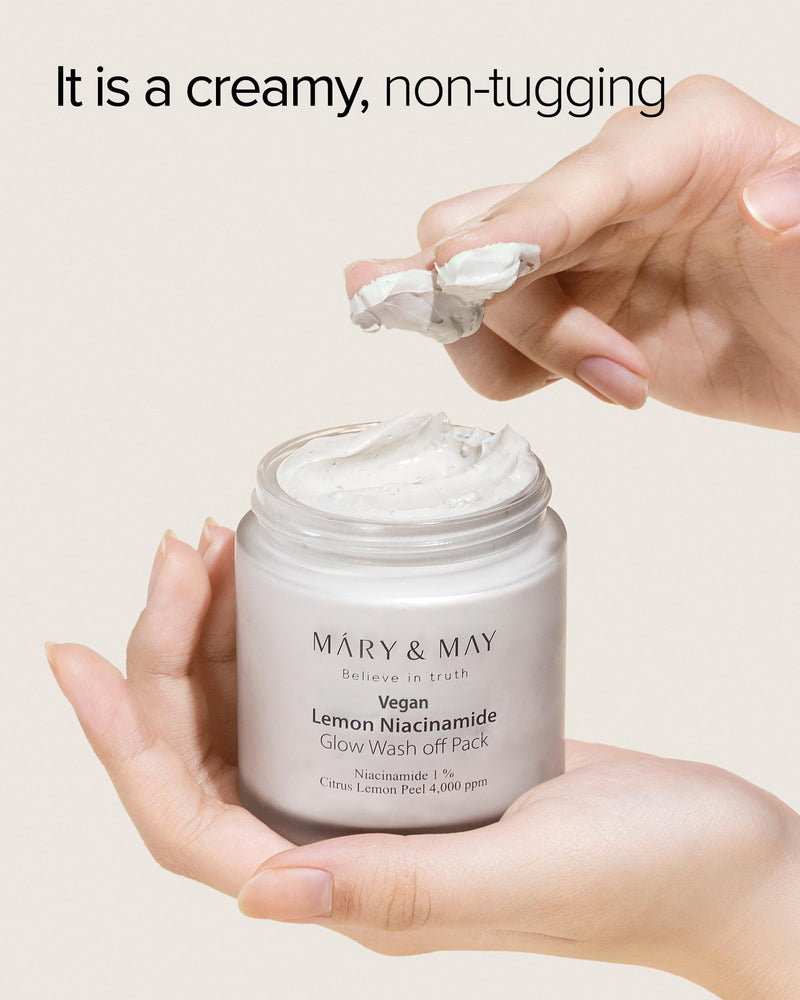Mary&May Lemon Niacinamide Glow Clay Mask, 4.23 oz | Korean non-drying cream clay mask with 4 clays, niacinamide, vitamin C & real lemon peel for dull skin, pores & oil — vegan 4.23 Ounce (Pack of 1)