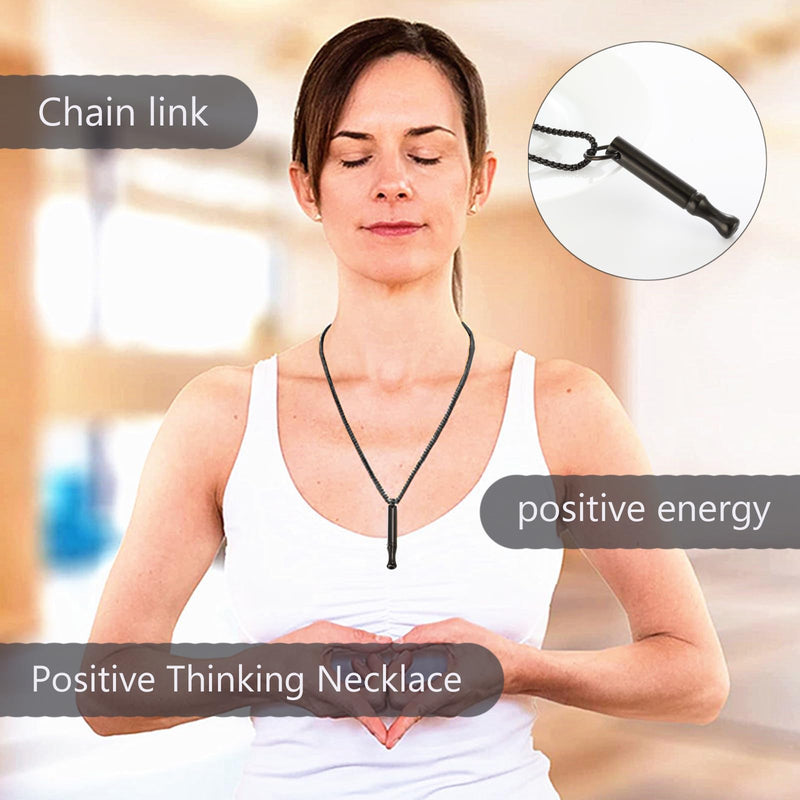 [Australia] - Smoking cessation aid, stainless steel quit smoking necklace, original smoking cessation breathing necklace, anti-smoking breathing chain, stress-relieving against anxiety breathing necklace (black + silver) 