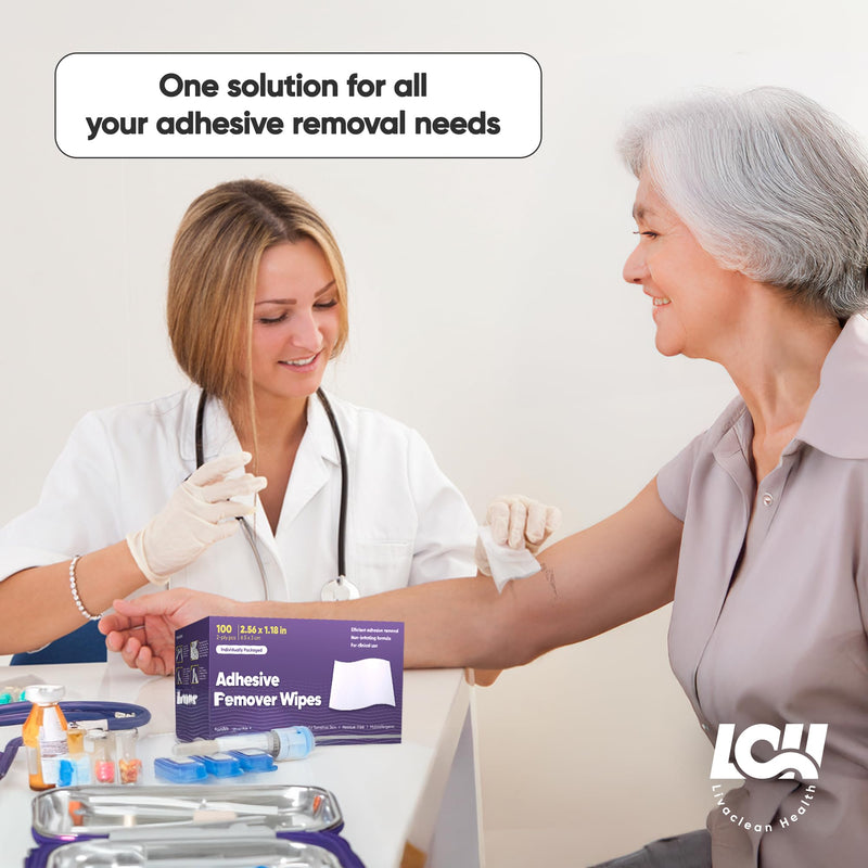 [Australia] - 100 CT Adhesive Remover Wipes ‚Äì Strong & Effective Skin Adhesive Remover ‚Äì 2 Ply 2.56x1.18in (6.5x3cm) ‚Äì Medical Adhesive Remover for Bandage, Tape, Dressings, and Ostomy Residue - By Livaclean Health 