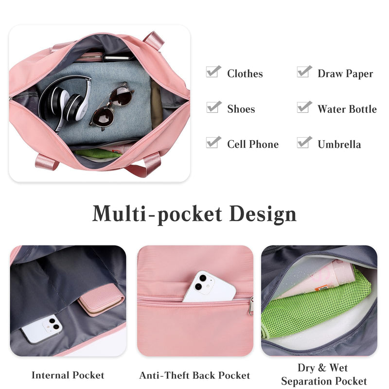 Travel Duffle Bag Women Sport Bag Expandable Holdall Large Carry on Bag Gym Tote Bag Shoulder Bag for Vacation Sports Weekend Grey