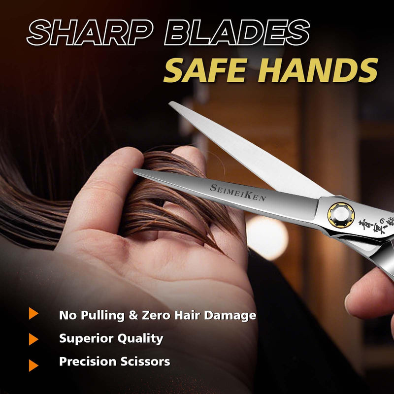 6 Inch Professional Hair Cutting Scissors – Japanese VG10 Stainless Steel, Extremely Sharp Convex Blade with Ergonomic Handle, Adjustment Screw, Barber Shears for Barbers and Salon Professionals