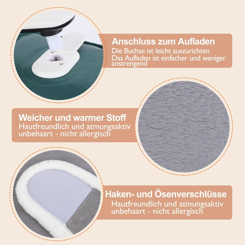 [Australia] - hYwecy Rechargeable Electric Hot Water Bottle with Soft Touch Belt and Warm Glove Bag, Hot Water Bag for Neck, Waist, Cramps, Shoulders Pain Relief(Grey) pessimistic 