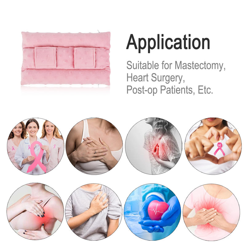 Chemo Port Pillow, Open Heart Surgery Recovery Gifts Pacemaker Cover Pad Protector Cushion for Post-Surgery Breast Cancer Patients, Minky Dot Coral