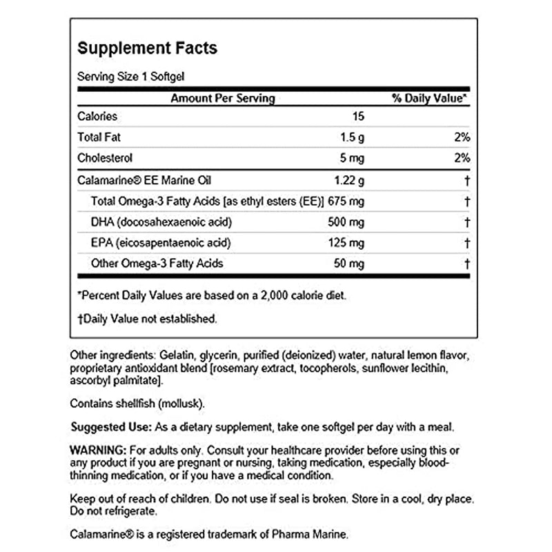 Swanson Super DHA 500 from Food-Grade Calamari 500 mg, 30 Sgels, 3 Pack | Non-GMO DHA from Norwegian Line-Caught Calamari Supporting Cognitive Function and Healthy Brain Development 90 Count (Pack of 1)