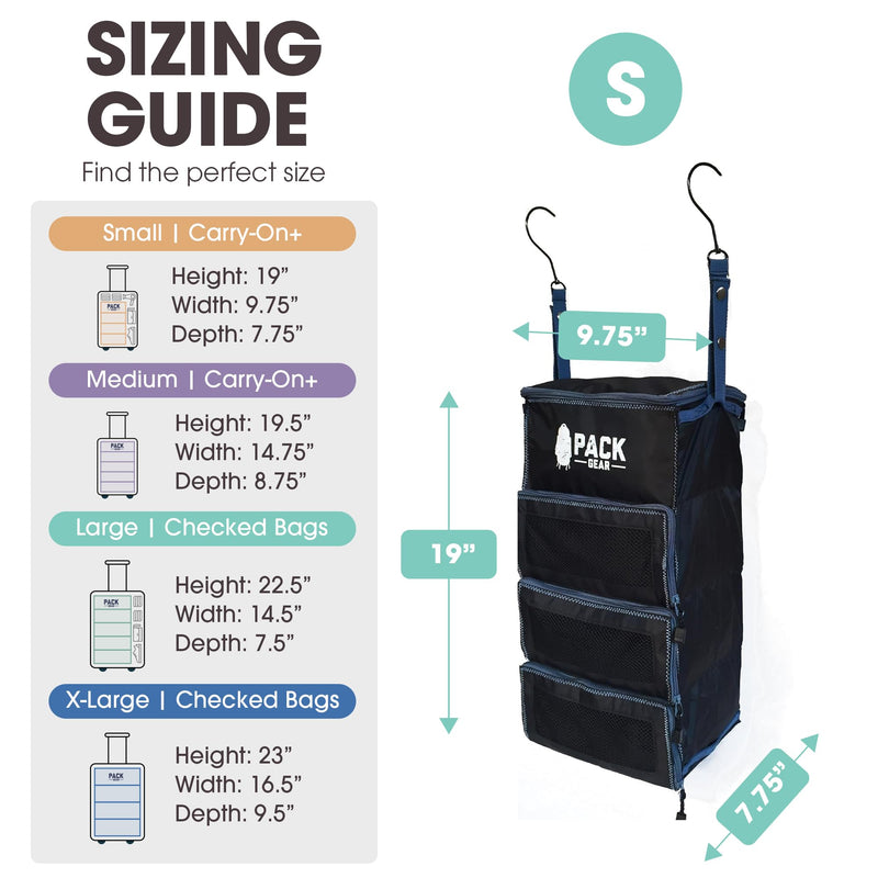Hanging Carry-On Organizer - Our Standard Hanging Luggage Organizer Fits Any Carry On - Our Packing Cubes For Travel Use Mesh Windows to Make Finding Clothes Easy (Black, S) Small (Carry-On) Black
