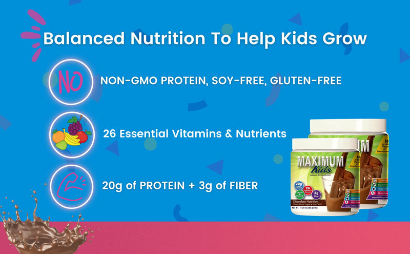 [Australia] - Maximum Kids Complete Organic Powder Mix. Great Tasting, Easy to use, Complete Nutritional Drink with 26 Vitamins and Minerals, 20g of Plant Protein, 3g of Fiber. Kid Tested. Parents Approved. 