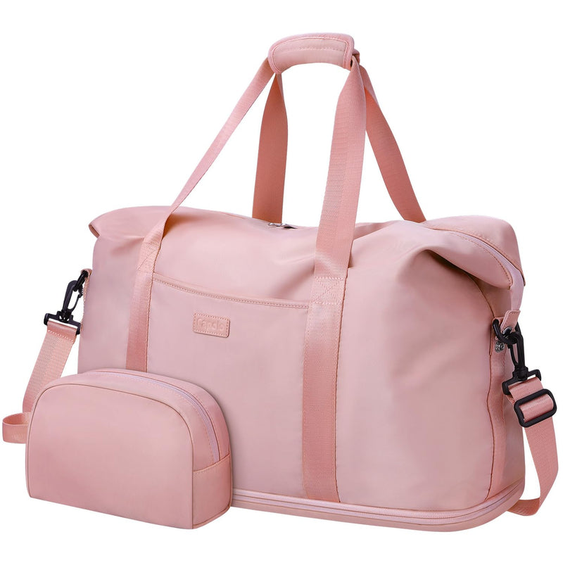 Expandable Travel Duffle Bag + Crossbody Bags for Women(Pink)