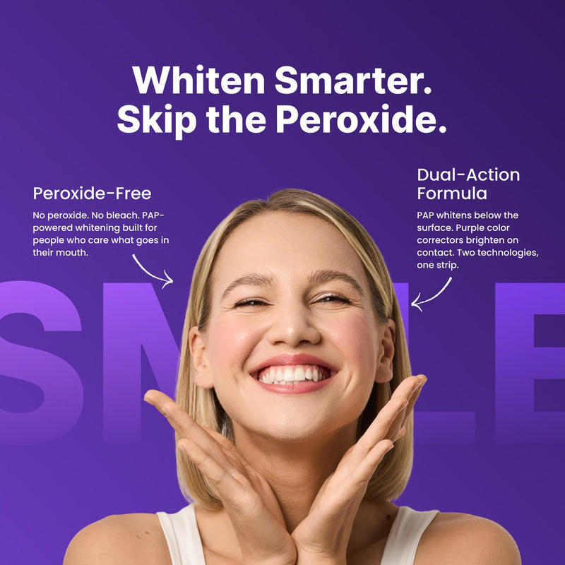 DRDENT Purple Teeth Whitening Strips 21 Treatments - Safe for Enamel - Non Sensitive Teeth Whitening - Whitening Without Any Harm - Pack of 42 Strips