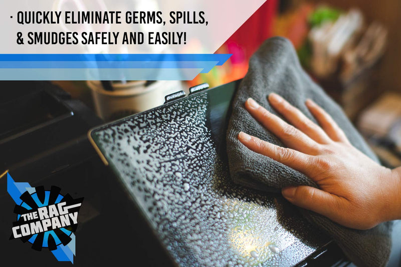 [Australia] - The Rag Company - All-Purpose Microfiber Terry Cleaning Towels - Commercial Grade, Highly Absorbent, Lint-Free, Streak-Free, Kitchens, Bathrooms, Offices, 300gsm, 12in x 12in, Grey (12-Pack) 