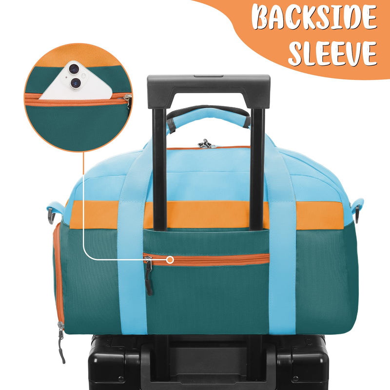 Initial Kids Duffle Bag for Boys or Girls, Kids Overnight Bag with Shoe Compartment, Personalized Weekender bags, Birthday Gifts for Women Boys Girls(Green Blue-Letter K) Green Blue