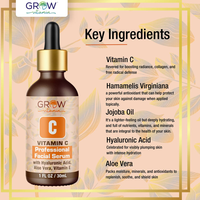 True Skin Vitamin C Serum for Face with Hyaluronic Acid, Vitamin E, Aloe Vera and Jojoba Oil, Hydrating & Brightening Serum for Anti Aging, Dark Spots, Fine Lines & Wrinkles, 1 fl oz | Hyaluronic Acid, Vitamin E, Aloe Vera and Jojoba Oil, Hydrating & B...