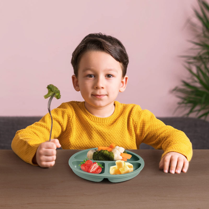 [Australia] - Suction Plates for Baby 3 pack, Stay Put Divided Toddler Plates, 100% Food Grade Silicone Baby Plates, BPA Free, Baby Feeding Supplies, Microwave & Dishwasher Safe 