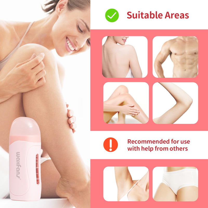 [Australia] - Wax Roller Kit- Easy Use Roll on Wax Kit with 4-6 Weeks Smooth Skin,Hair Remover for Larger Areas of the Body, Beginner-Friendly,with 50 Pcs Strips and 2 wax roller（Rose) Rose 
