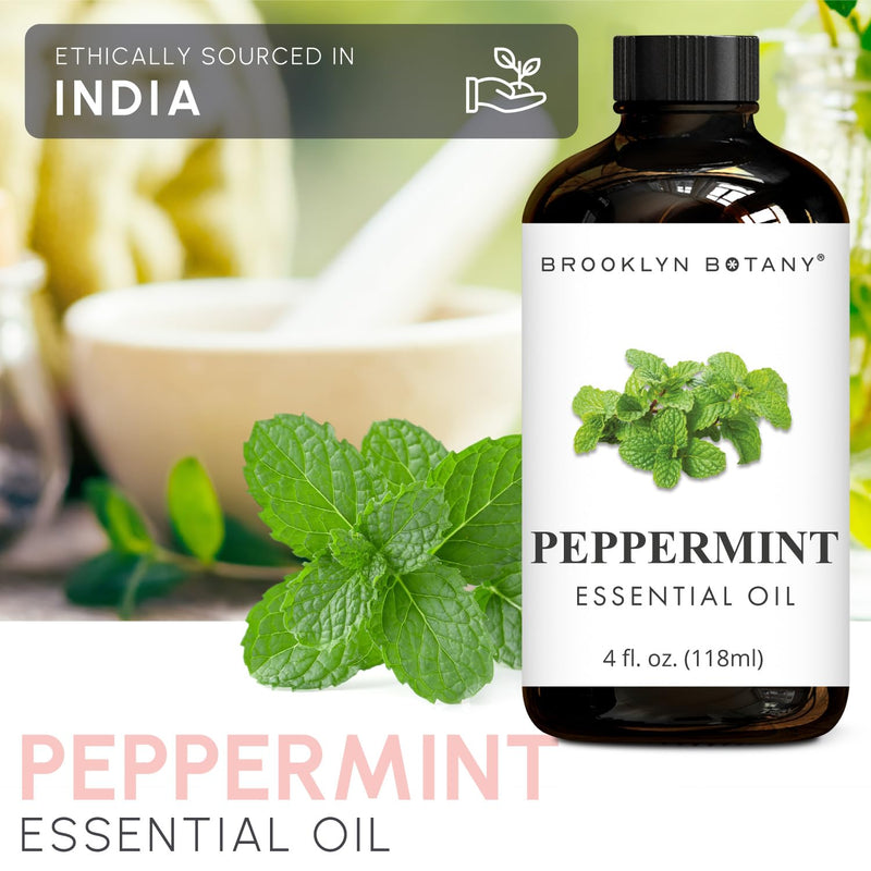 [Australia] - Brooklyn Botany Peppermint Essential Oil - Huge 4 Fl Oz - 100% Pure and Natural - Premium Grade with Dropper - for Aromatherapy and Diffuser 4.00 Fl Oz (Pack of 1) 