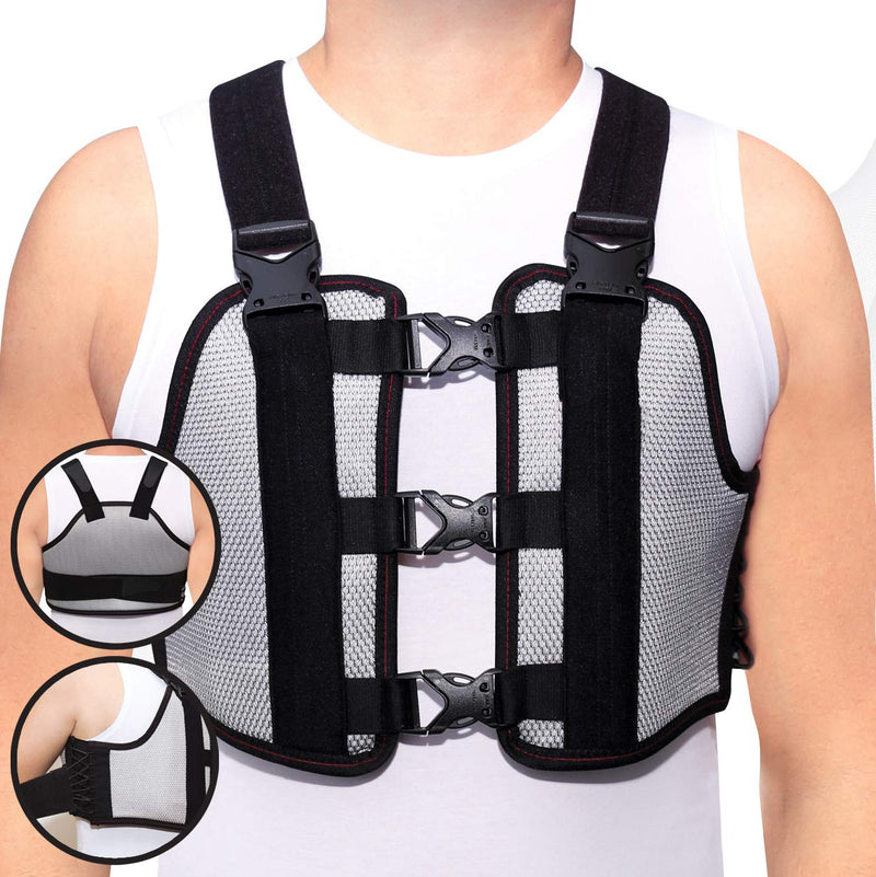 [Australia] - ORTONYX Sternum and Thorax Support Chest Brace Post Open Heart Surgery Sternum Fractures Rehabilitation / ACHB5255-XL XL (Chest: 41.5"-46.5") Black/Gray 
