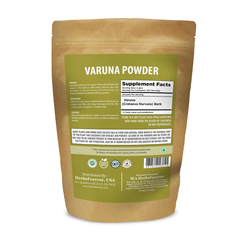 Varuna Powder – Crataeva Nurvala – Prostate Health – Support Prostatic, Kidneys, Gall Bladder and Urinary Tract Health – Non GMO, Organic, Vegan – 454 GMS