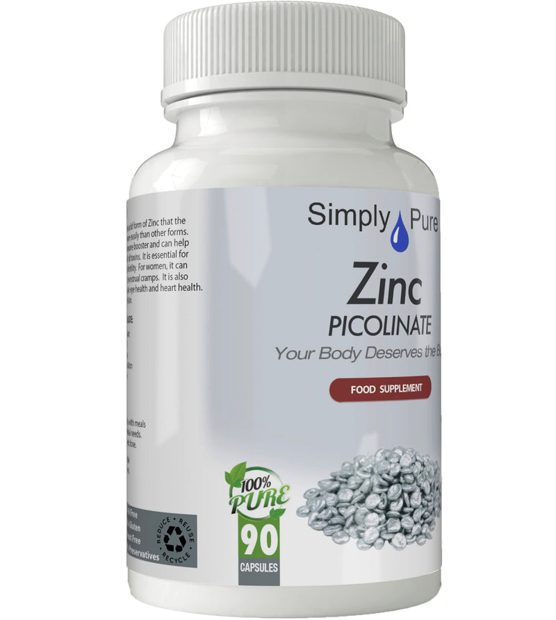 Zinc Picolinate with Copper | Easily Absorbed Bioavailable Form of Zinc | Immune Support | 30mg Capsules x 90 | Gluten Free | GM Free | Vegan