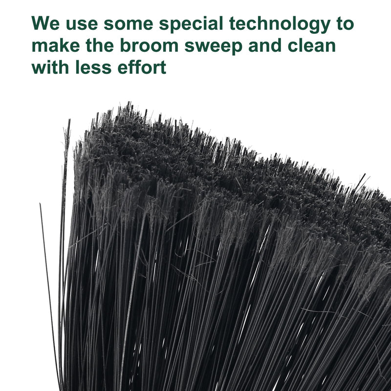 [Australia] - Heavy Duty Broom Outdoor Indoor Commercial Broom with 50 inches Long Handle,Perfect for Home Courtyard Garage Kitchen Office Lobby Room Floor(Black) Black 