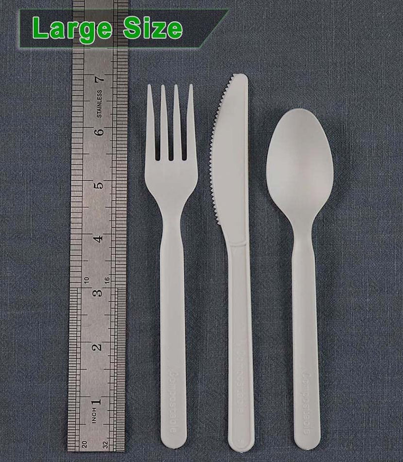 [Australia] - Heavy-duty Compostable Forks, BPI Certified 100 Count 7" Large Disposable Cutlery Utensils Silverware Flatware Fork 