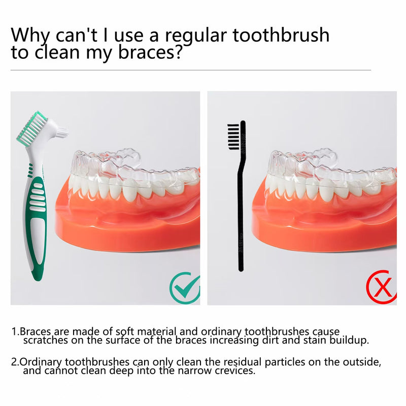 [Australia] - [2025 Upgrade] 9Pcs Denture Brush，Denture Toothbrushes，Denture Cleaning Brush ，Double Sided Toothbrush，9Color 9 Color 