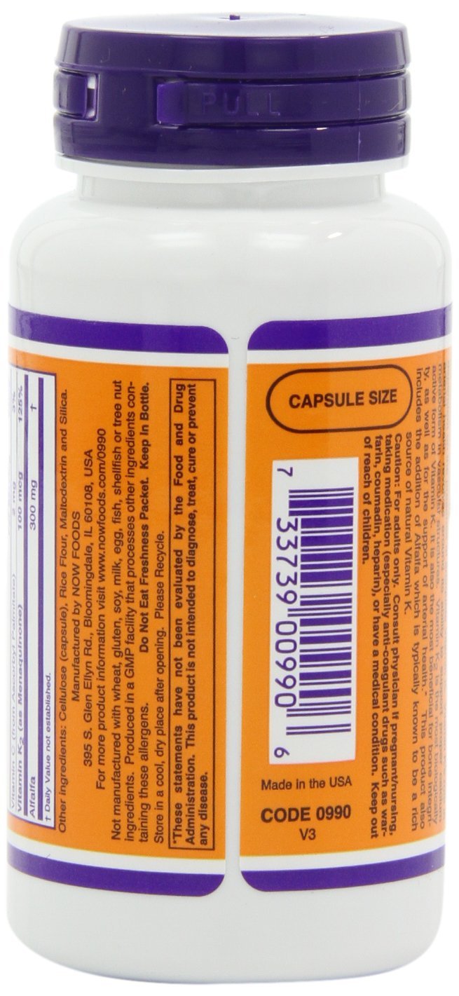 [Australia] - NOW Foods Vitamin K-2,100mcg, 100 caps (Pack of 2) 