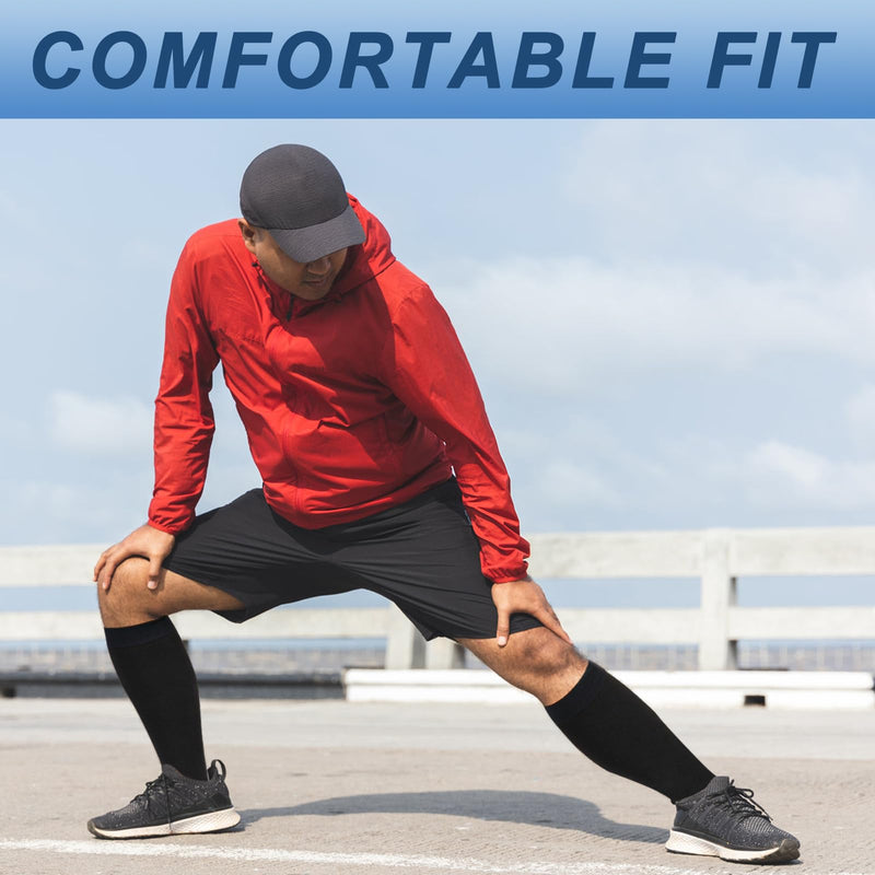 [Australia] - beister 20-30 mmHg Medical Compression Stockings for Men and Women, Open Toe Calf Compression Knee Socks, Graduated Support Stockings for Varicose Veins, Edema, Pregnancy Black Gray L 