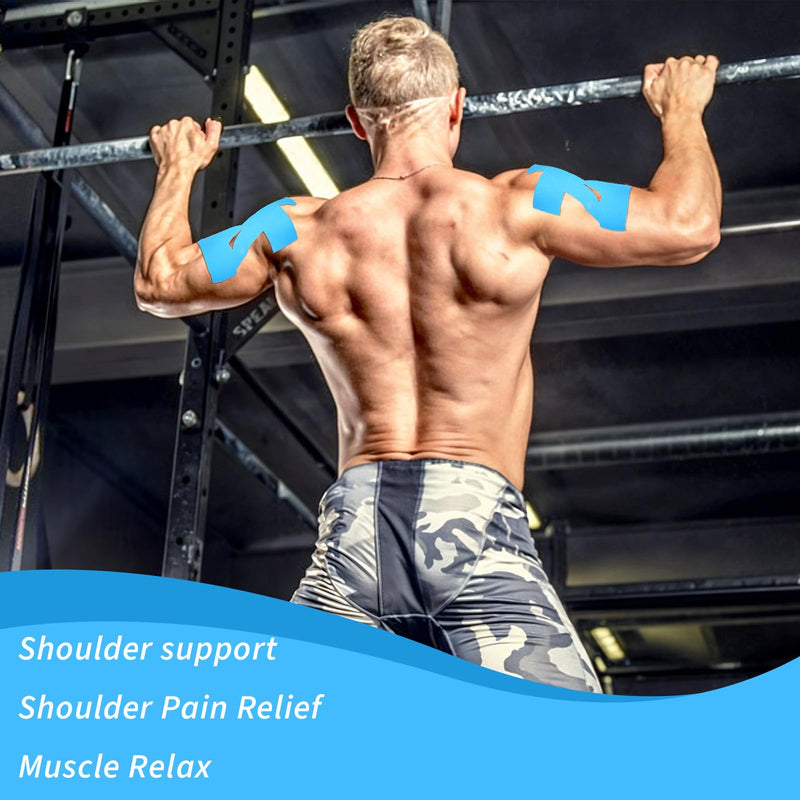 30Pcs Precut Kinesiology Tapes for Shoulder, Original Cotton Waterproof & Breathable, Shoulder Pain Relief Athletic Tape, Enhance Elastic Sports Tape for Support and Muscle Sports