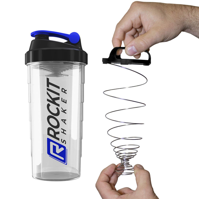 [Australia] - ROCKITZ 1000ml protein shaker & drinking bottle - guaranteed leak-proof - BPA free - patented mixing system - leisure and fitness protein shake bottle transparent | Blue 