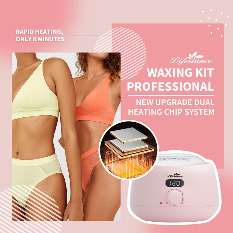 [Australia] - Lifestance Waxing Set Professional for Women, Wax Warmer Wax Hair Removal with 400g Waxing Beads, 1 Silicone Bowl and 30 Wax Sticks, 1 Wax Machine for Waxing at Home Pink Waxing Set 