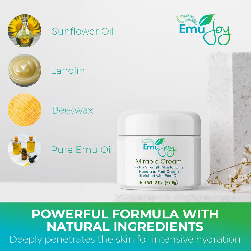 [Australia] - Emu Joy Miracle Cream - Hand & Foot Callus Remover Cream, Intensive Moisturizing Cream for Dry Heels and Soles, No More Foot Scrubbers & Files, Get Professional Salon Pedicure At Home (2 oz.) 
