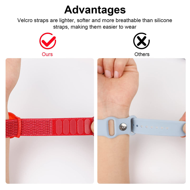 [Australia] - 2 Pack Kids Wristband Compatible with Apple AirTag, Protective Case for Air Tag GPS Tracker Holder with Nylon Bracelet, Adjustable Anti Lost Watch Band for Toddler Child Elder (Red & Blue) Red & Blue 