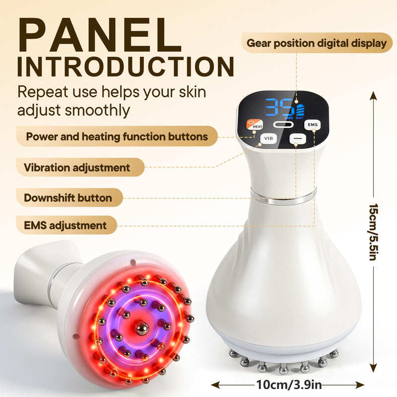 4-in-1 Lymphatic Drainage Massager, Body Sculpting Machine, Handheld Massager for Legs Thighs Arms Back, Cellulite Machine for Smooth & Toned Skin (White) White