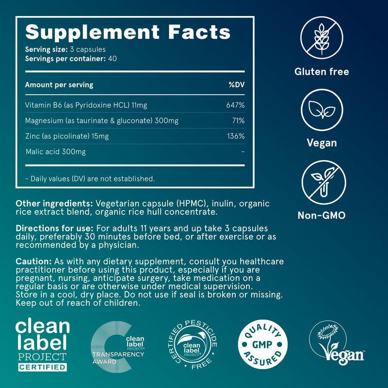 Puori M3, Magnesium Complex Supplement for Men & Women - 240 Vegan Capsules | High Absorption with Organic Magnesium, Zinc, Vitamin B6 & Malic Acid for Sleep Support, Bone Health & Muscle Recovery 120 Count (Pack of 2)