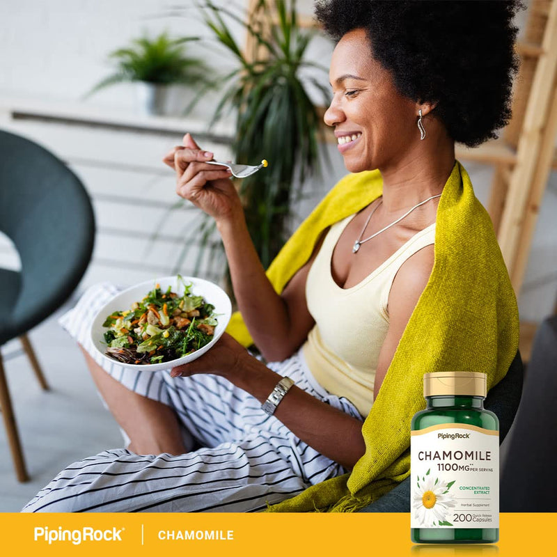 [Australia] - Piping Rock Chamomile Capsules 1100mg | 200 Pills | Extract Supplement | Gluten Free, Non-GMO 