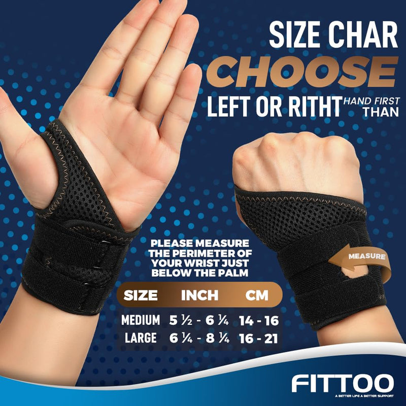 [Australia] - FITTOO Wrist Brace for TFCC Tears, Real Copper Infused TFCC Wrist Brace with Ring Pad for TFCC Tears, Ulnar Sided Wrist Pain, DRUJ Instability, Universal Size for Men & Women Right-L Coal - Right Hand Large 