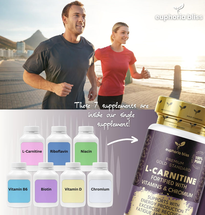 L-Carnitine Capsules 3000mg - L-Carnitine Formula with Vitamins D & B - High Strength L-Carnitine Tartrate Supplement – 120 Vegan Tablets – Supports Energy, Metabolism, & Reduces Tiredness & Fatigue