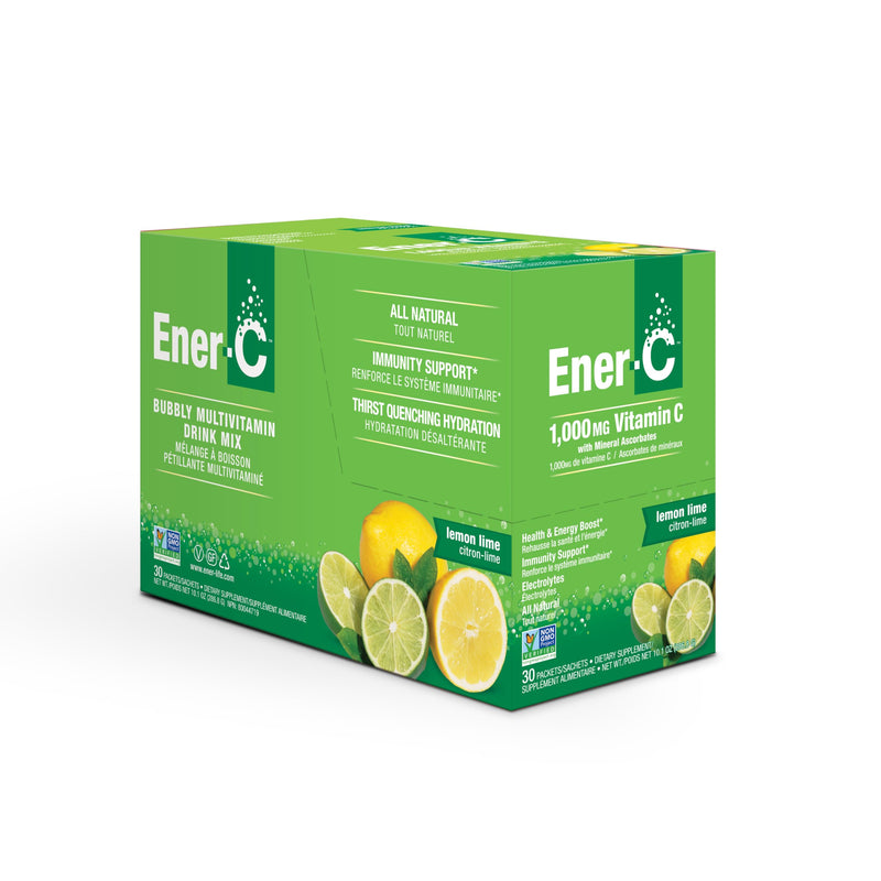 Ener-C Multivitamin Drink Mix, Electrolytes Powder - Lemon Lime, 30 Count | Vitamin Packets for Water, Vitamin Drink Mix, Hydration Liquid Mix, Immune Booster for Adults, Healthy Energy 10.08 Ounce (Pack of 1)