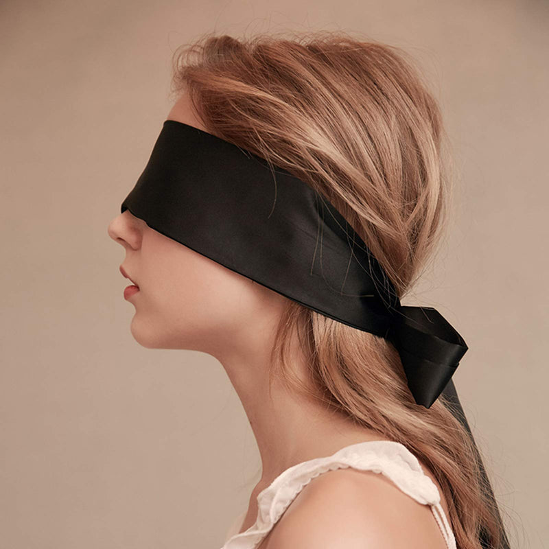 YOMORIO Satin Bandage Blindfold Eye Mask Sexy Playsuit Lingerie Accessories All-black