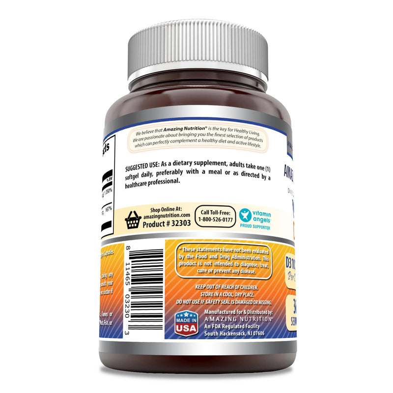 Amazing Formulas Vitamin D3 10000 IU with Vitamin K2 200 Mcg | D3 + K2 Complex Supplement | Non-GMO | Gluten-Free | Made in USA (1 Pack, 360 Count) 1 Count (Pack of 1)