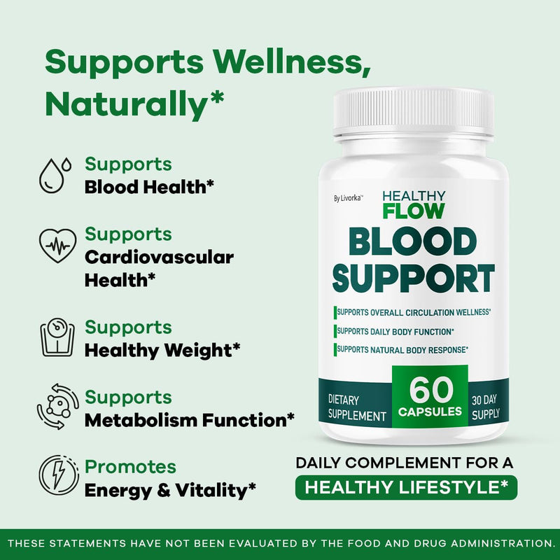 (5 Pack) Healthy Flow Blood Support - HealthyFlow Support Supplement Capsules Daily Premium Advanced Formula Pills - Maximum Strength, Vitamins for Overall Health & Wellness, 300 Capsules for 5 Months