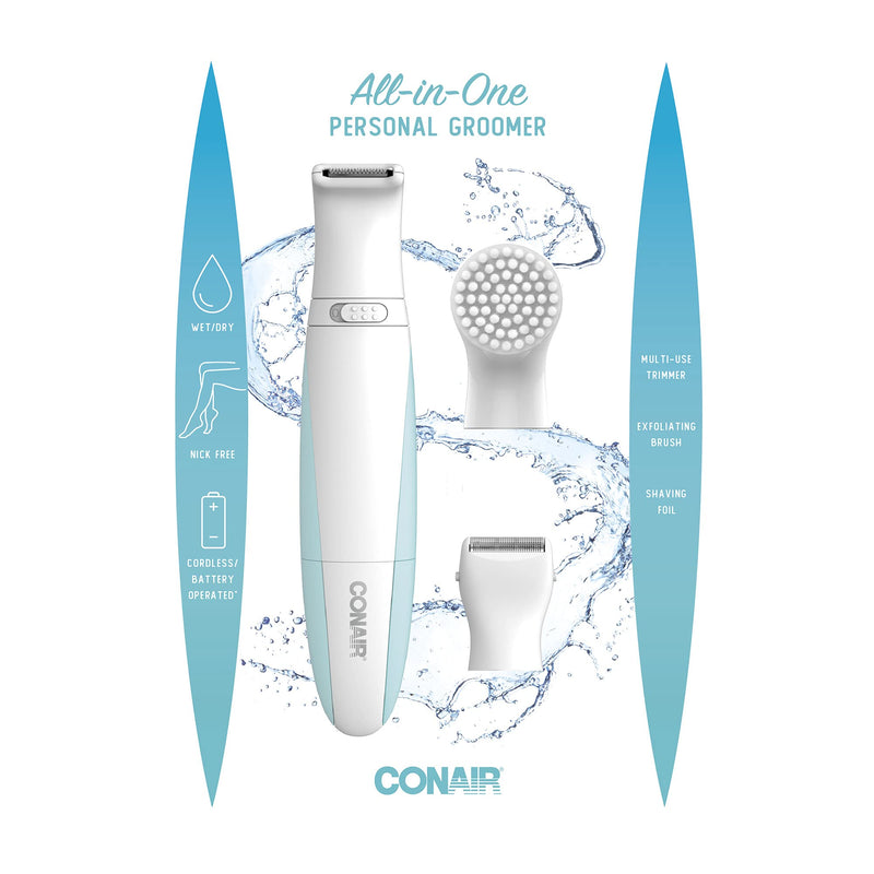 [Australia] - Conair Ladies All-In-One Personal Groomer, Trimmer, Foil Shaver for Women and Exfoliating Brush Original 