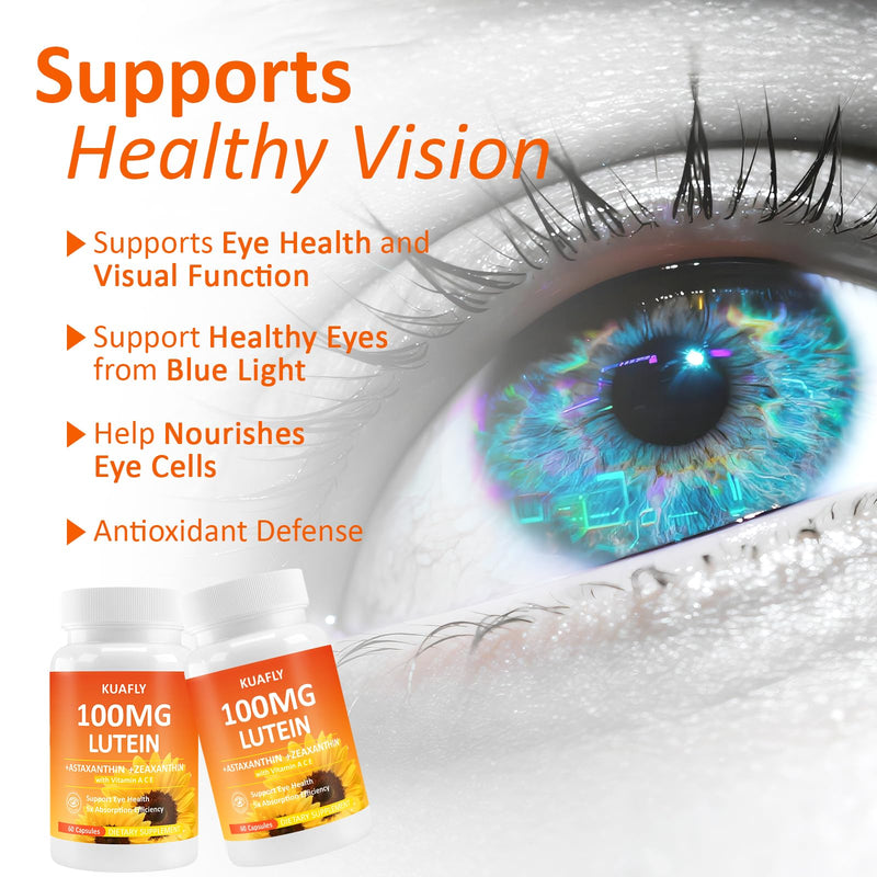 Lutein and Zeaxanthin Supplements with Astaxanthin 50MG Eye Vitamins - Premium Lutein for Eye Vision Support 60 Capsules 60 Count (Pack of 1)