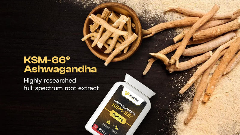 Ashwagandha KSM-66 500mg Capsules – 90 Count | Standardised Withanolides | Daily Food Supplement