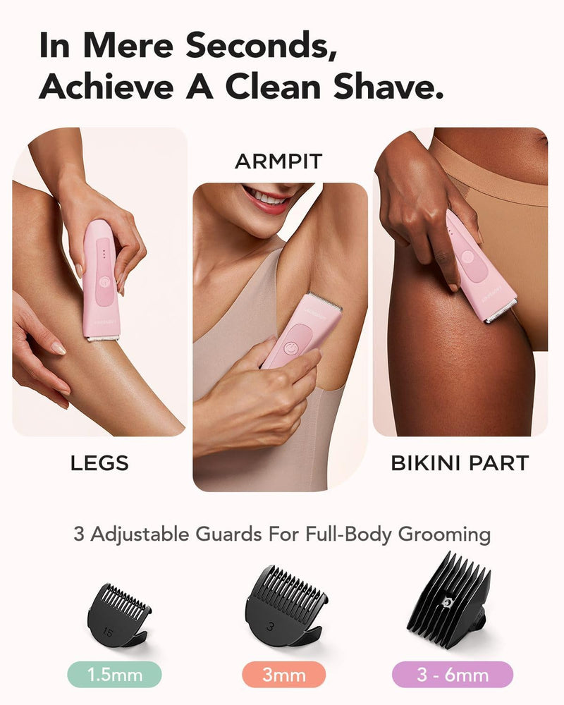 [Australia] - Intimate razor for women, women's electric razor, women's razor with 3 protection devices and replaceable ceramic blade heads, LADYSPOT™ razor women's intimate area women's care set sets (pink) pink 