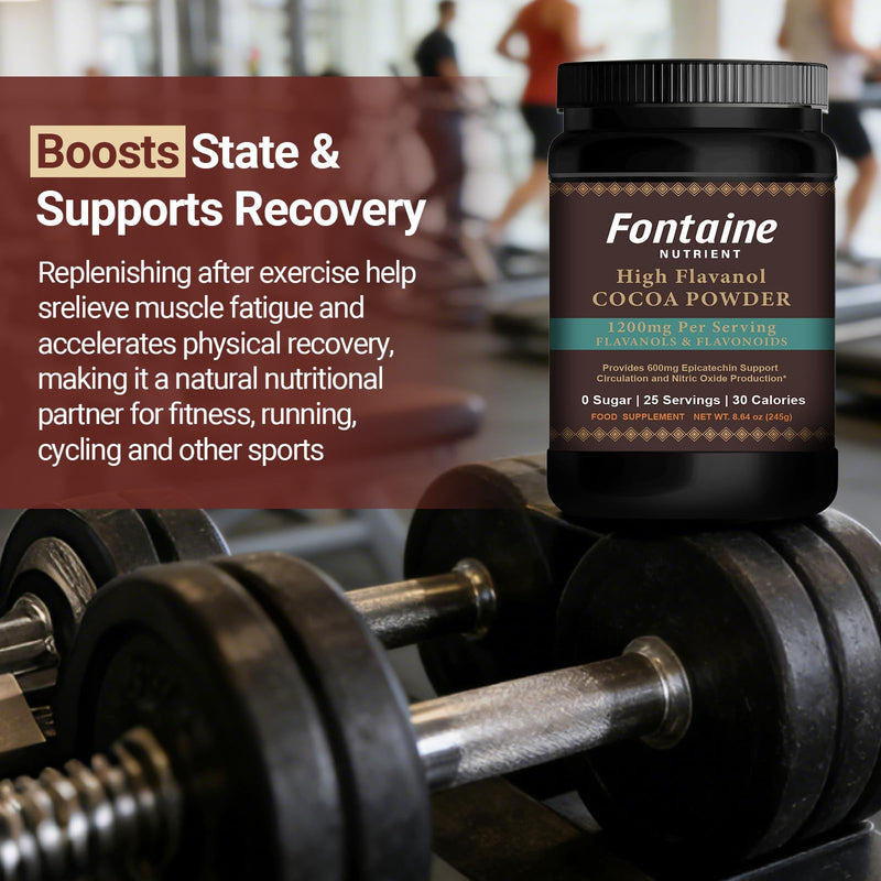 Fontaine High Flavanol Cocoa Powder, 1200mg Flavanols & Flavonoids Supplements, 10X More Flavanols (Epicatechin) Than Cocoa & 600mg of Epicatechin Supplement for Heart Health, Nitric Oxide & Energy