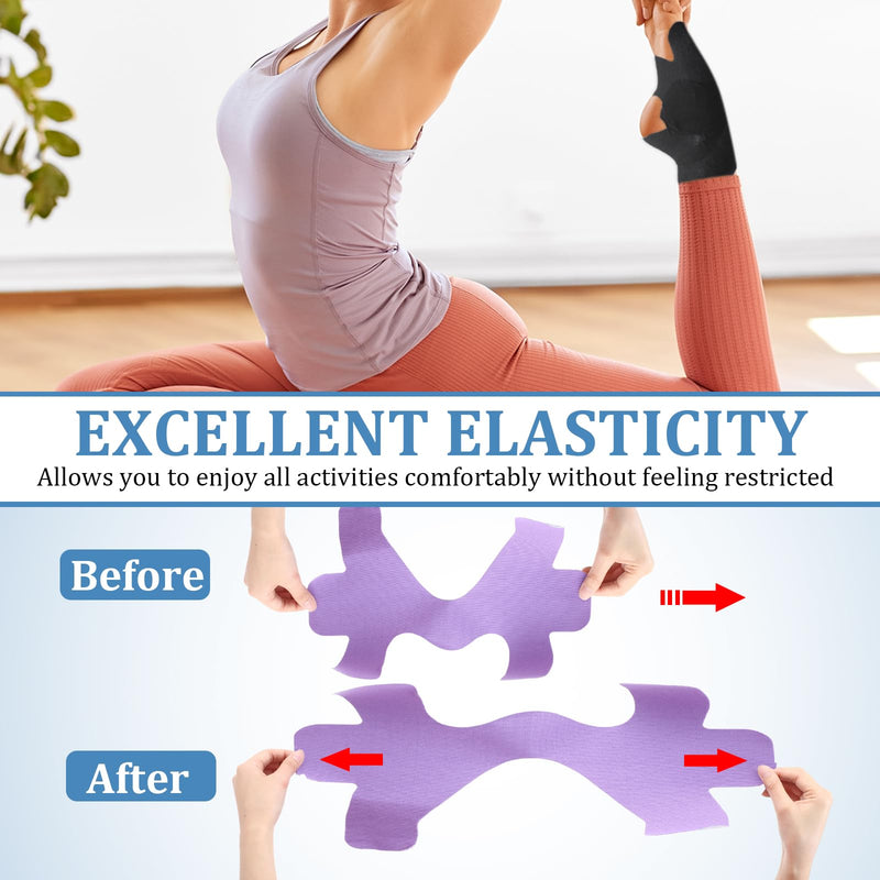 20 Pcs Kinesiology Tape for Ankle, Colorful Ankle Tape Athletic Waterproof Precut Kinesiology Taped Provides Knees Support and Stability for Ligament and Muscle (Black,Rose Red,Purple,Blue) Black, Rose Red, Purple, Blue 20